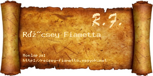 Récsey Fiametta névjegykártya